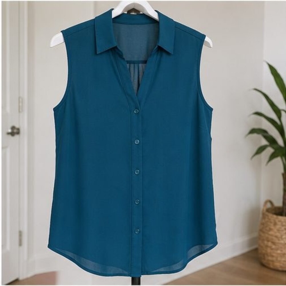 Teal Button Blouse